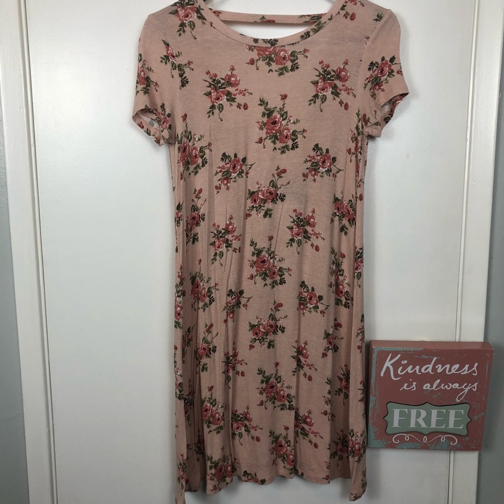 Blush Pink Floral Swing Dress